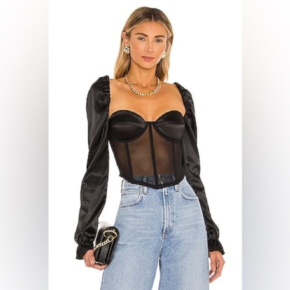 NWT Revolve Ow Collection Shae Black Bodysuit Sheer Size M - Picture 3 of 9